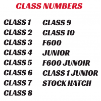 Autograss Class Numbers ONLY